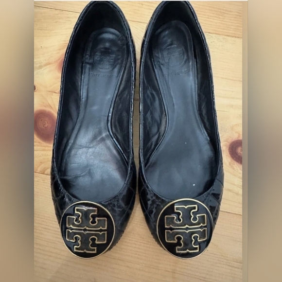 Tory Burch Quilted Patent Leather Black Ballet flats Size 8 - Picture 3 of 7